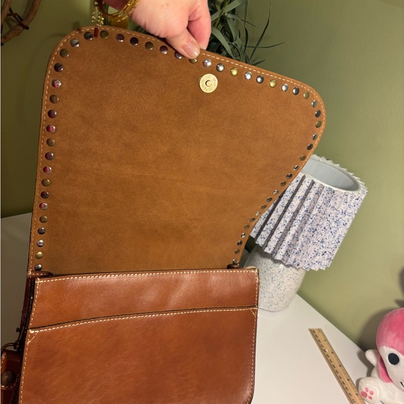 Patricia Nash Tan Leather Crossbody Bag with Stud Accents - Picture 6 of 8